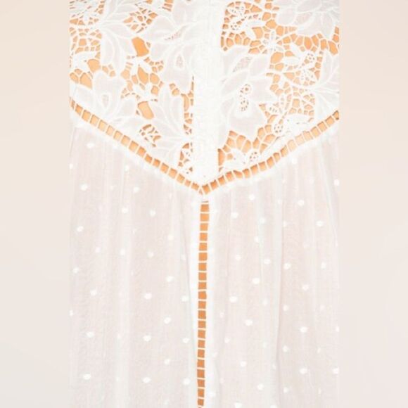 Zimmermann Caravan Embroidered Smock Top in Ivory White Crochet Lace Boho - Picture 7 of 14